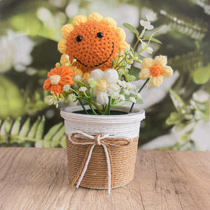 🌼Handmade Knitted Flower Pot – Forever Blooming Desk Decor for Teacher, Friend & Home
