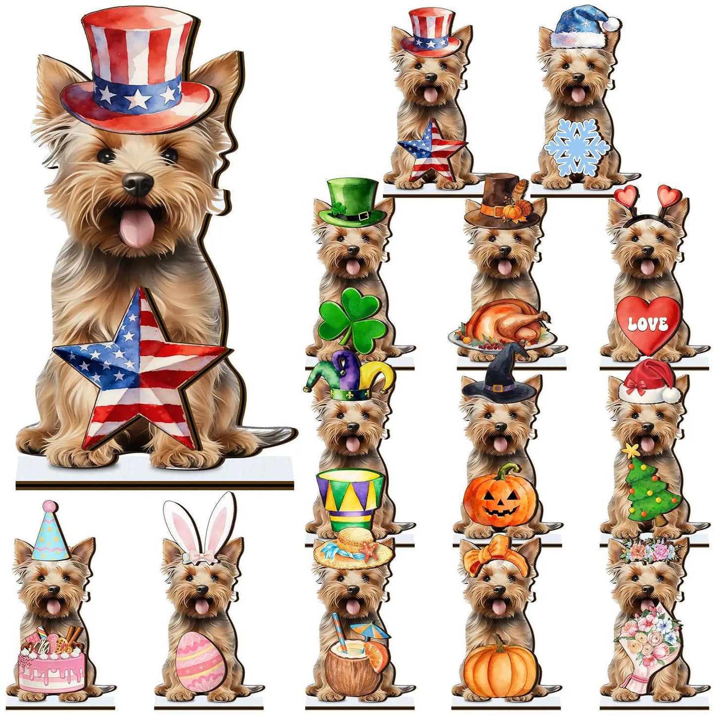 🐾 Décoration en bois d'animaux saisonniers interchangeables