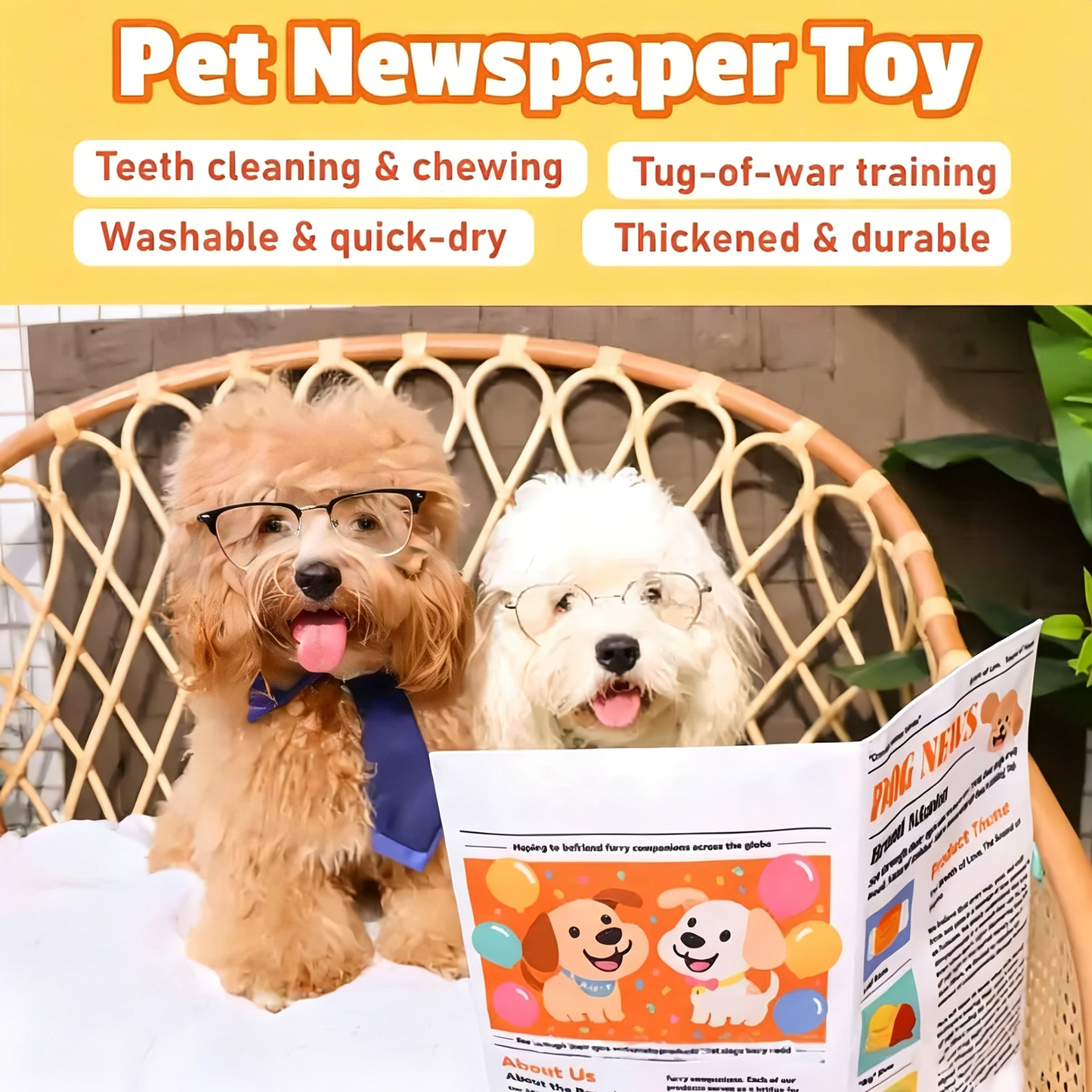 🔥3-Pack Bundle🔥Crinkle Newspaper Dog Toy for Boredom Relief, Interactive Chew Toy for Dogs