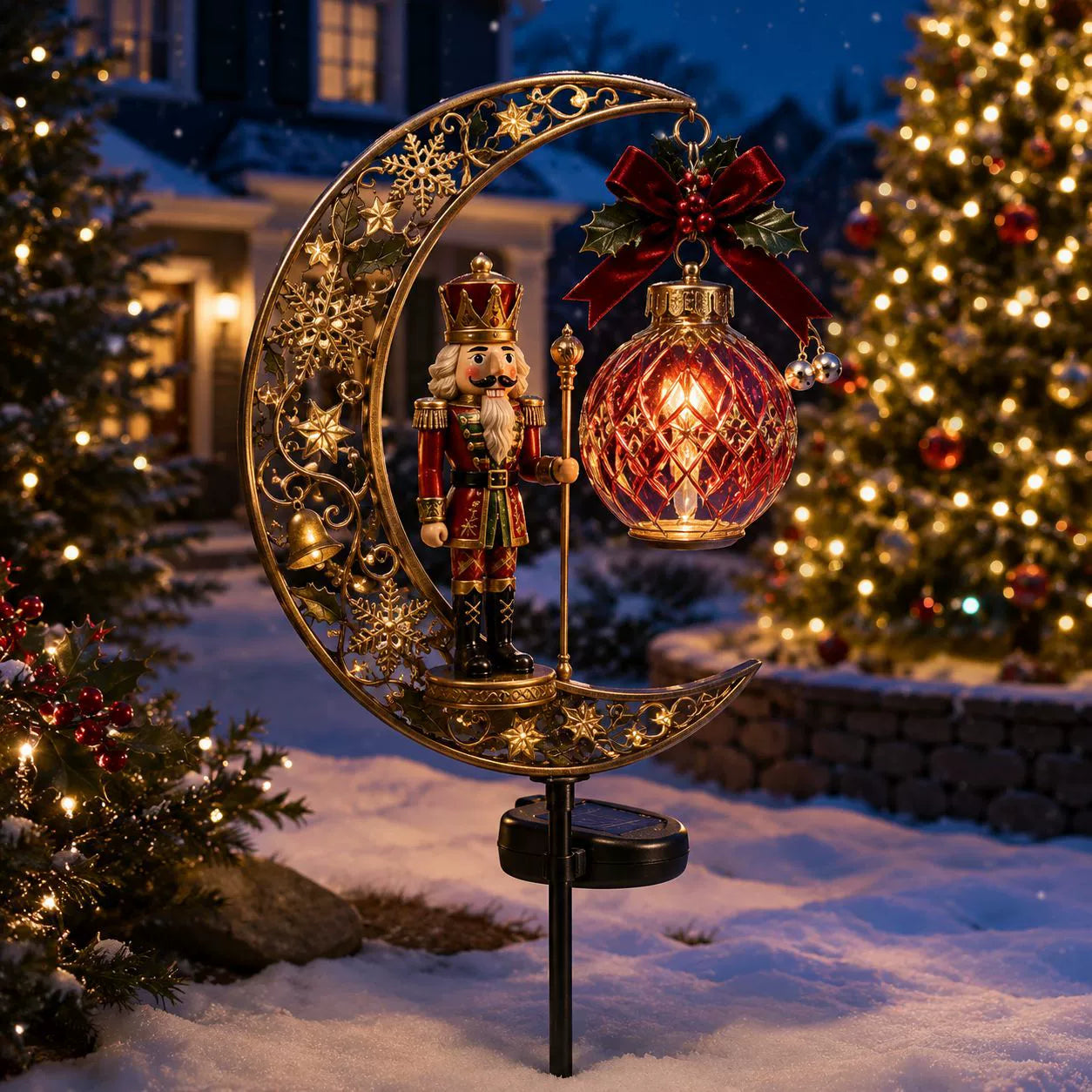 🔥LAST DAY 50% OFF  -Solar Christmas Crescent Garden Light 🎄✨