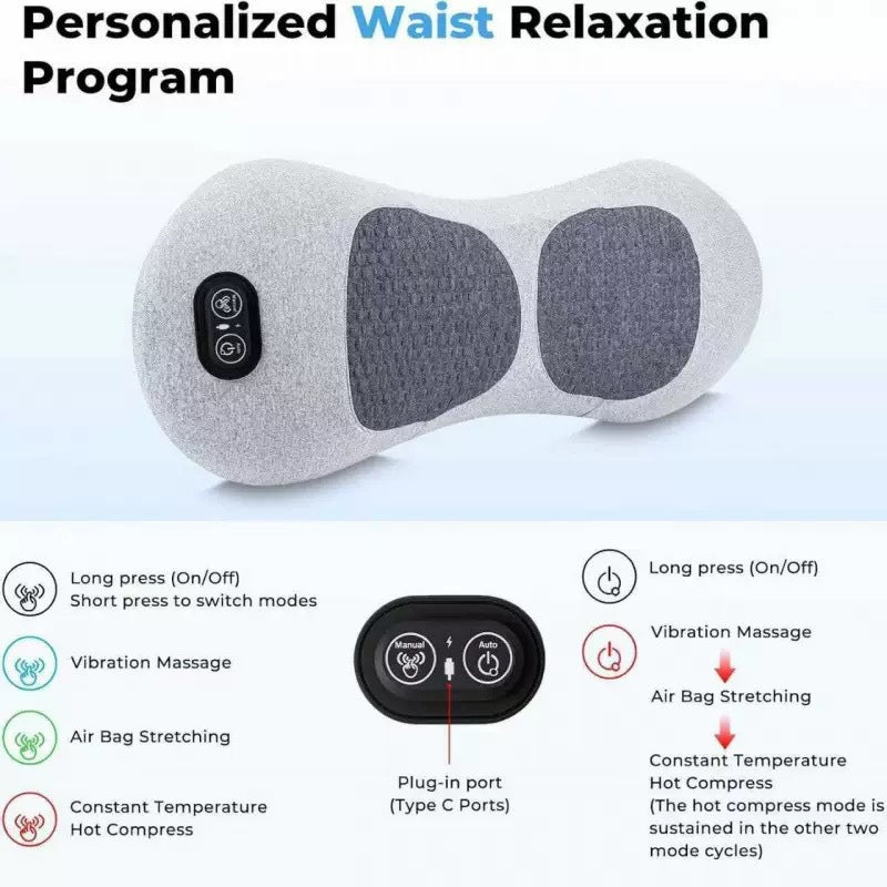 3-in-1 Electric Lumbar Heating Massage Pillow