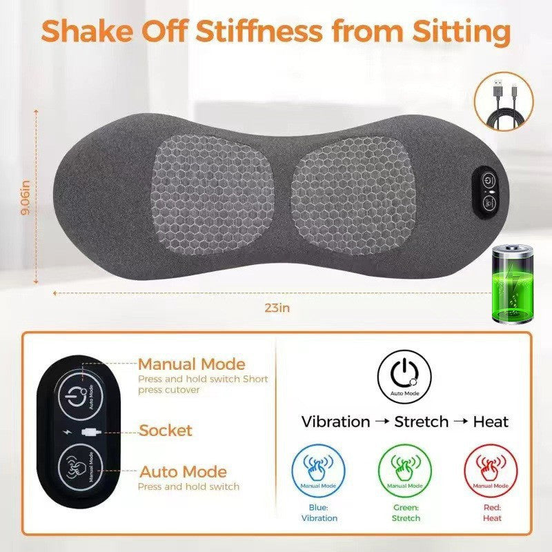 3-in-1 Electric Lumbar Heating Massage Pillow