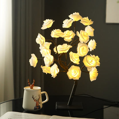🌹 LED Rose Tree Lamp – Adjustable Branches, USB Powered for Bedroom & Table Decor