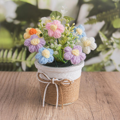 🌼Handmade Knitted Flower Pot – Forever Blooming Desk Decor for Teacher, Friend & Home