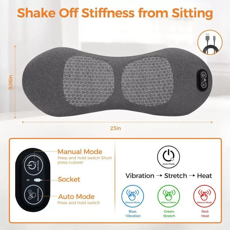 3-in-1 Electric Lumbar Heating Massage Pillow