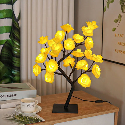 🌹 LED Rose Tree Lamp – Adjustable Branches, USB Powered for Bedroom & Table Decor