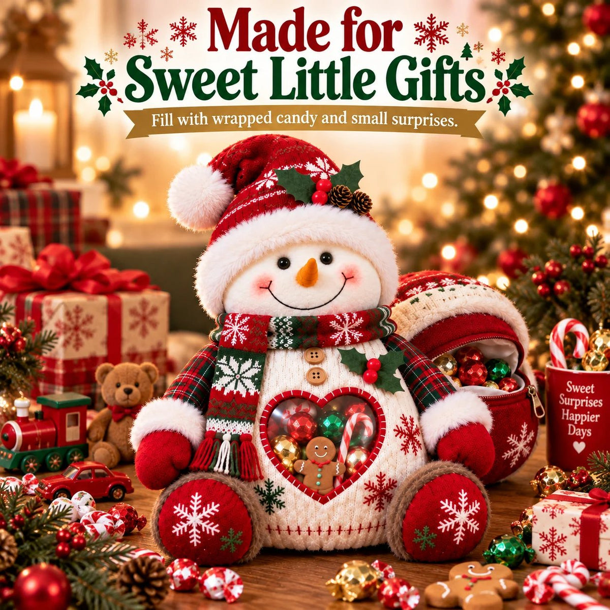 ⏰LAST DAY 50% OFF 💯🎅 Refillable Christmas Figurine Treat Holder 🍬