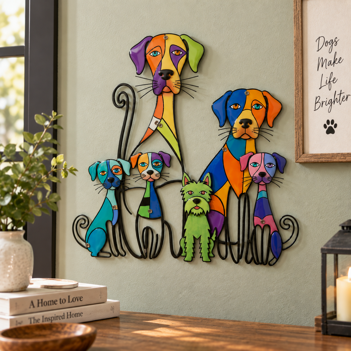 🐶🐾Colorful Dog Family Metal Wall Decor