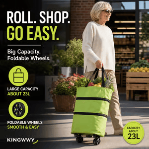 🛒 2-in-1 Foldable Rolling Shopping Trolley Bag -[49% OFF]- ✨ 23L Large Capacity Reduce Hand Strain