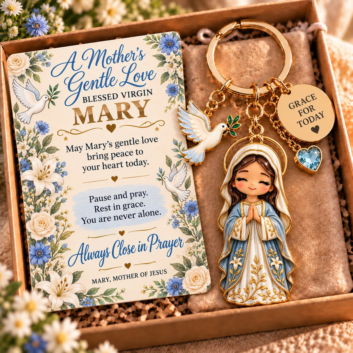 🔥LAST DAY 50% OFF-Emotional Support Jesus Keychain | Always With You Gift Set with Message Card