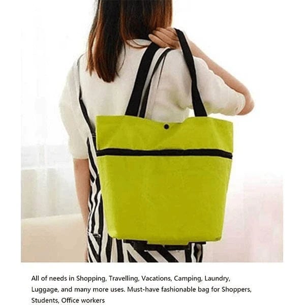 🛒 2-in-1 Foldable Rolling Shopping Trolley Bag -[49% OFF]- ✨ 23L Large Capacity Reduce Hand Strain