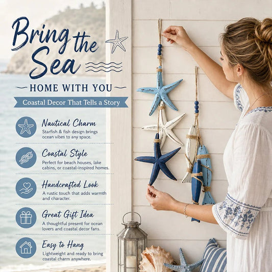 Mediterranean Starfish & Fish Hanging Coastal Ornaments 🐠✨