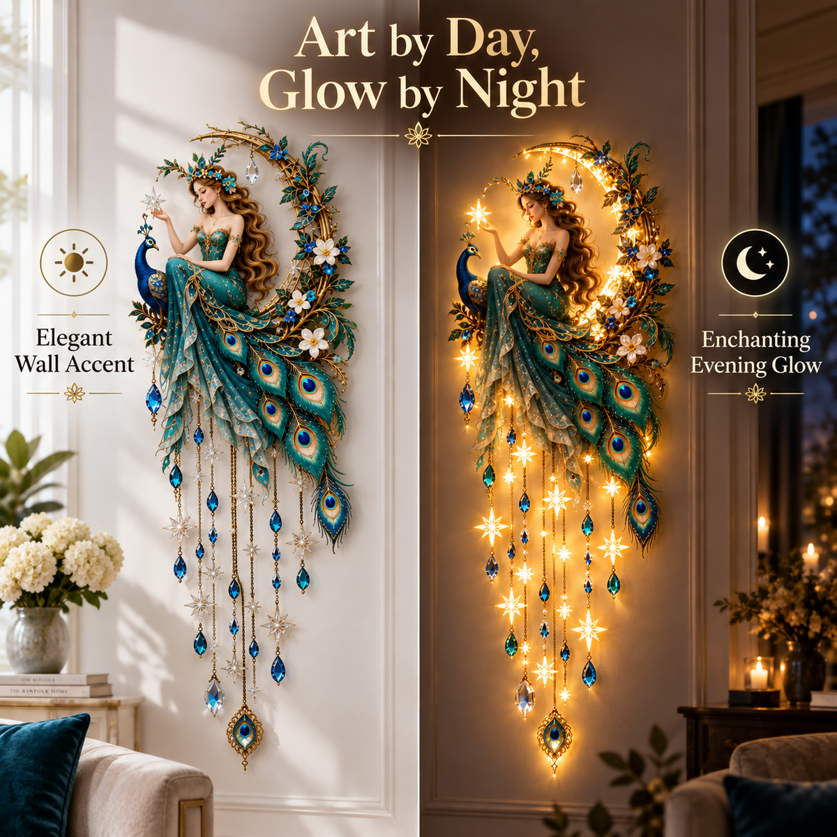 🔥 Last Day 50% OFF🦚 Peacock Fairy Starfall Wall Light
