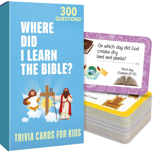 ✝️🙏Bible Trivia Cards for Kids – ✨300 Questions, 150 Cards, Perfect for Family Game Night & Sunday School