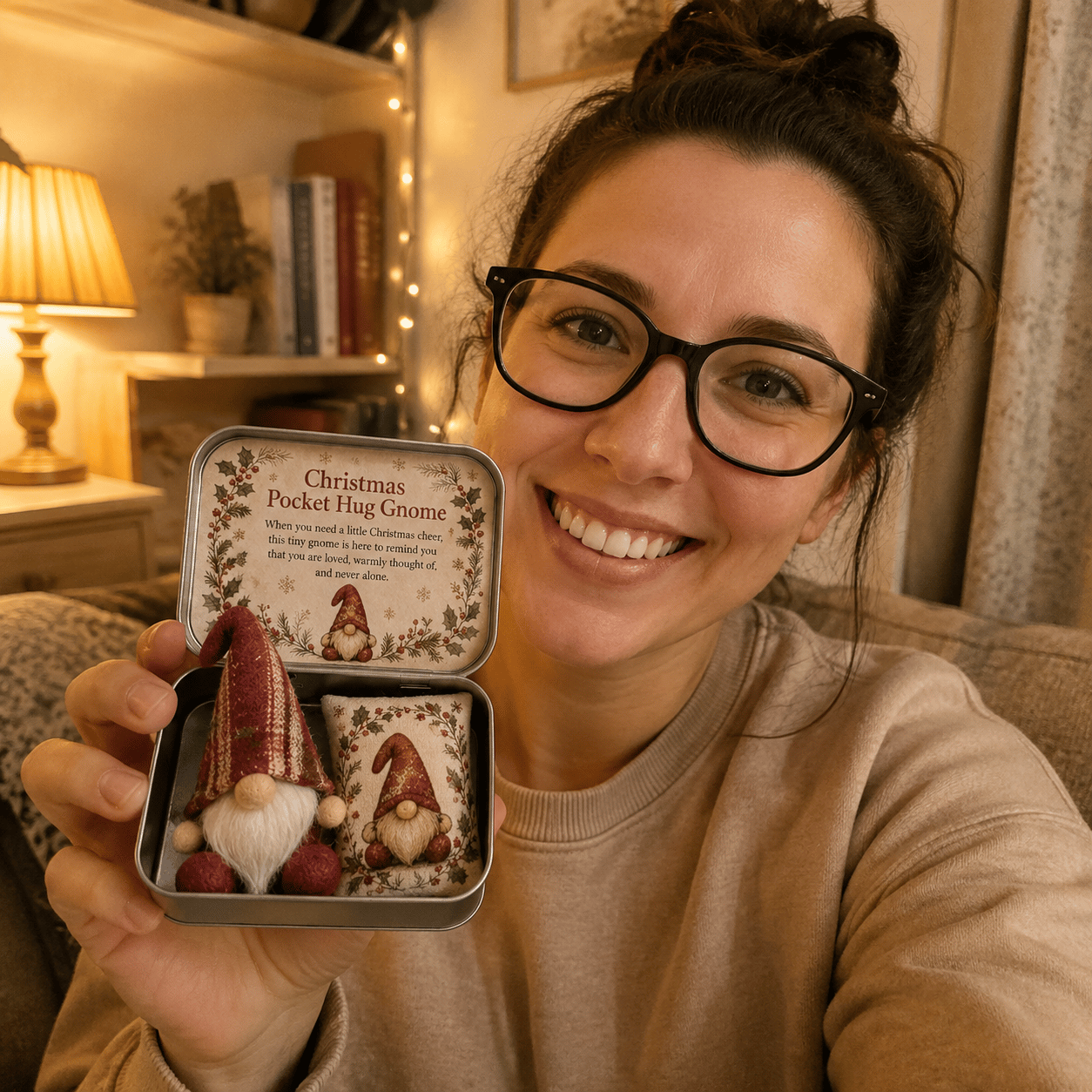 🔥 LAST DAY 49% OFF – 💌 Pocket Hug Gnome Comfort Gift Tin | Mini Plush Keepsake with Heartfelt Message, Matching Cushion & Protective Metal Case 🧸✨