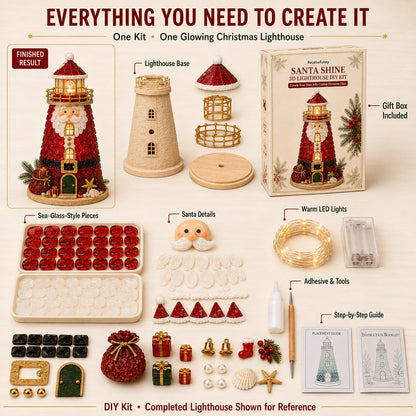 🎄Beginner-Friendly DIY Lighted Christmas Character Sea Glass-Style Lighthouse Kit Collection