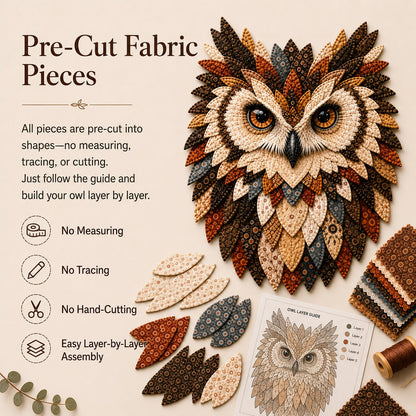 💥 LAST DAY 49% OFF - 🦉 Layered Fabric Owl Wall Art DIY Kit – Relaxing Craft, Beautiful Results (📦Buy 2 Free Shipping)