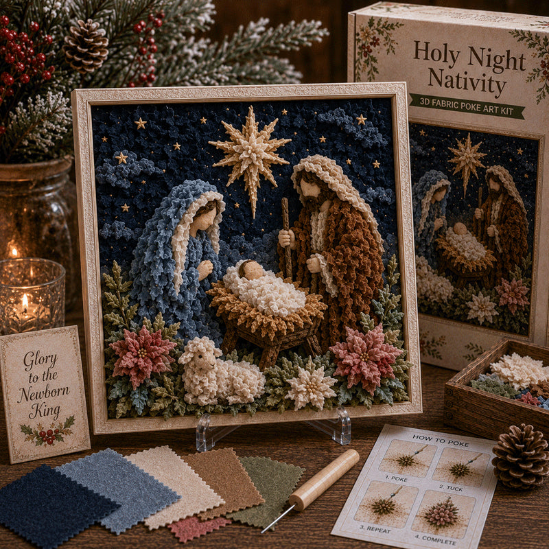 Holy Night Nativity 3D Christian fabric poke art kit