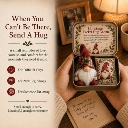 🔥 LAST DAY 49% OFF – 💌 Pocket Hug Gnome Comfort Gift Tin | Mini Plush Keepsake with Heartfelt Message, Matching Cushion & Protective Metal Case 🧸✨