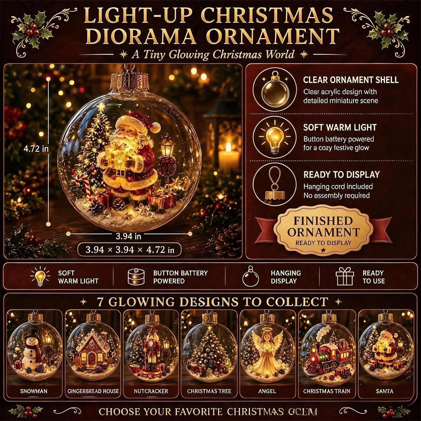 🔥Last Day 49% OFF - 🎄✨Glowing Christmas Diorama Ornament
