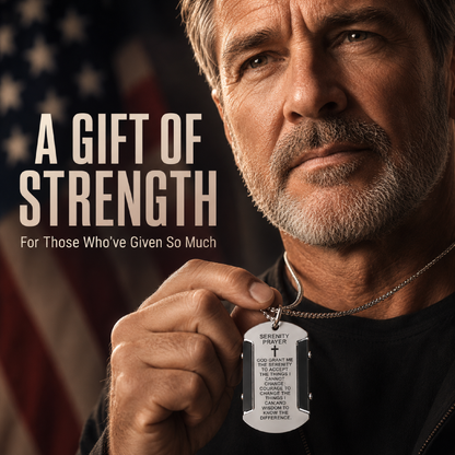 🔥2026 Bestseller🔥 Serenity Prayer Dog Tag Necklace – A Daily Reminder of Peace & Strength