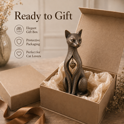 Last day 50% OFF🐱Heritage Heart Sphynx Sculpture – Vintage Iron Cat Accent for Timeless Interiors