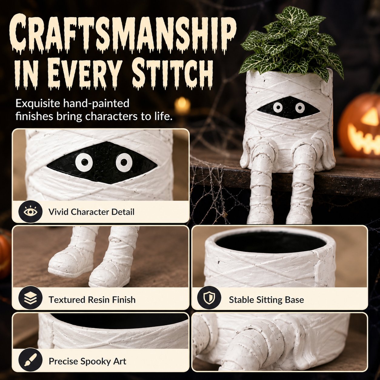 Halloween Whimsical Hanging Leg Planter Handcrafted Fall Skeleton Decor