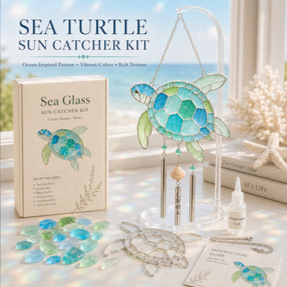 Personalized Coastal Glow Sea Glass Suncatcher Wind Chime Kit Collection, Home Decor, Birthday Gift for Ocean Lovers