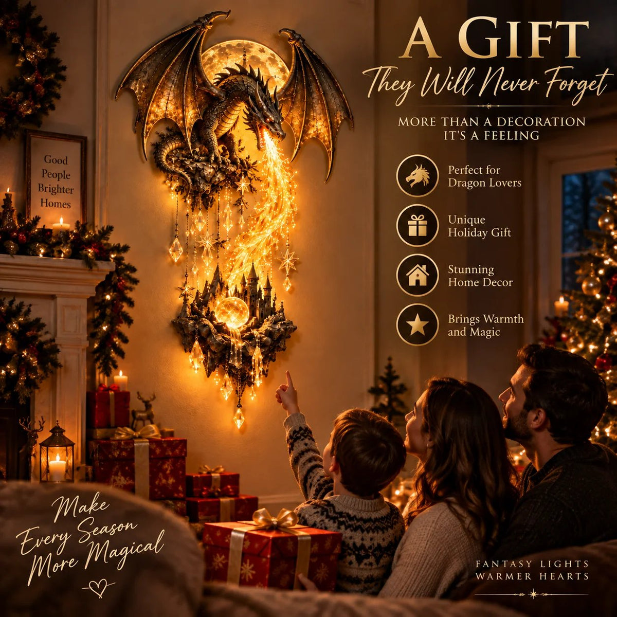 🔥Buy 2 Get 20% OFF🔥🐉 Dragonfire Moonlight Wall Lamp | Enchanted Fantasy Castle Decor ✨