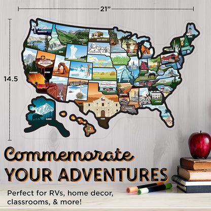 🗺️ RV State Sticker Travel Map – Track Your American Adventures with Style!