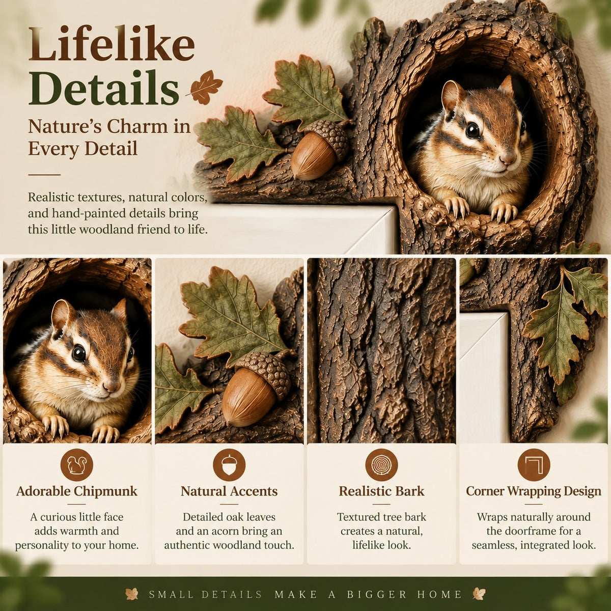 🐿️🌿Chipmunk Tree Hollow Door Topper | Woodland Animal Doorway Decor For Cozy Nature Homes