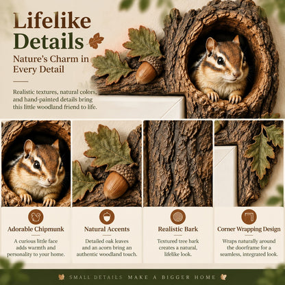 🐿️🌿Chipmunk Tree Hollow Door Topper | Woodland Animal Doorway Decor For Cozy Nature Homes
