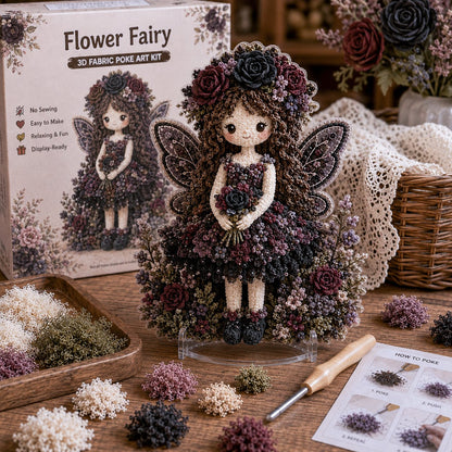 🔥 LAST DAY 49% OFF – 🌸🧚‍♀️ Flower Fairy 3D Fabric Poke Art Kit | No-Sew Fluffy Fabric Craft with Raised Floral Texture & Display-Ready Fairy Decor ✨