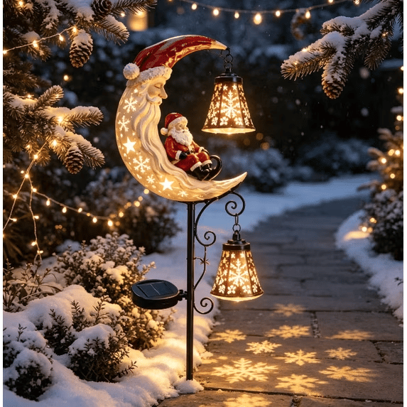 Santa’s Moonlight Lantern Solar Garden Stake