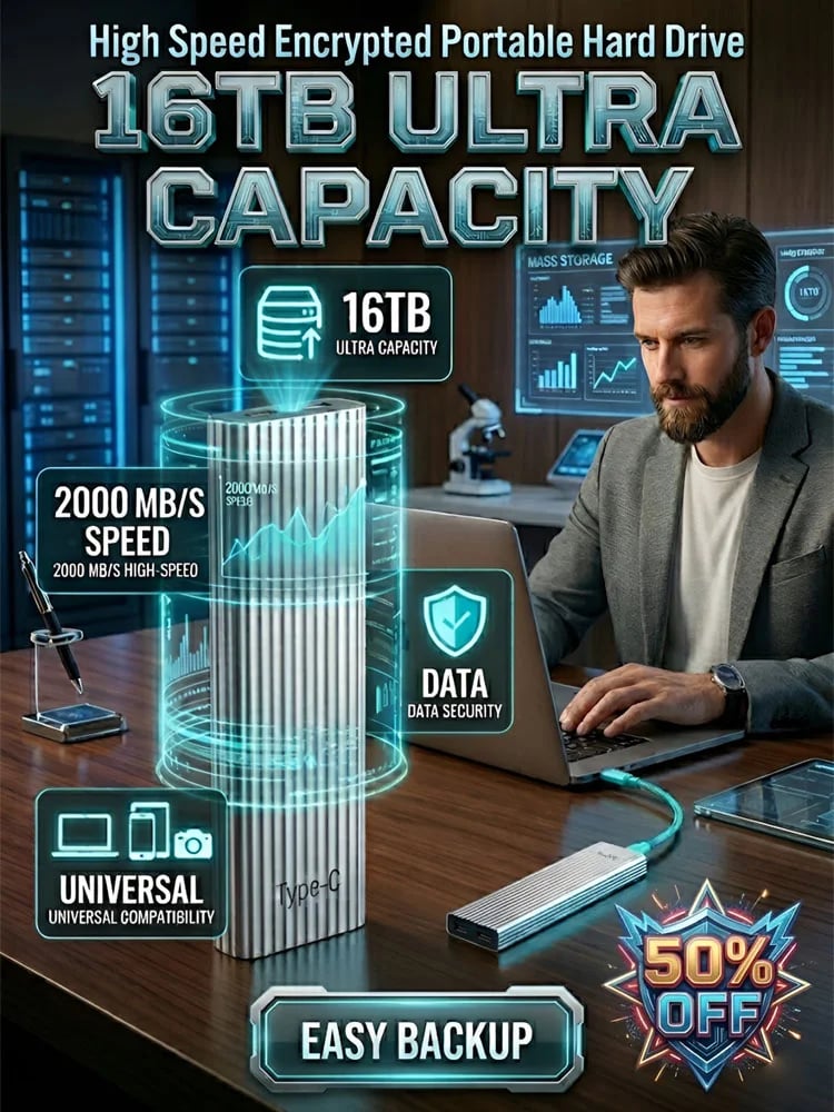 🏆Flash Sale⚡ 50K+ SOLD! Almost Gone-🔥16TB Large-Capacity Type-C Portable Mini SSD!!!
