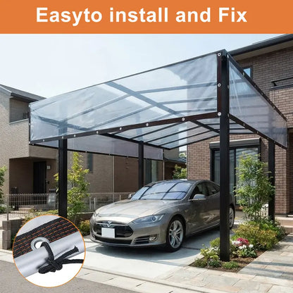 🌂Clear Waterproof PE Tarp, Transparent Outdoor Cover with Metal Grommets