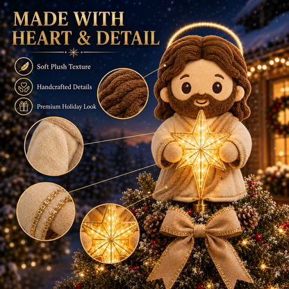 🕊️Cute Jesus Blessing Tree Topper – A Light of Faith for Your Christmas Tree