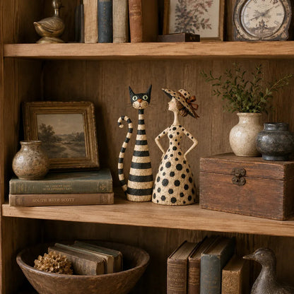 🐱Vintage  Cat & Lady Sculptures