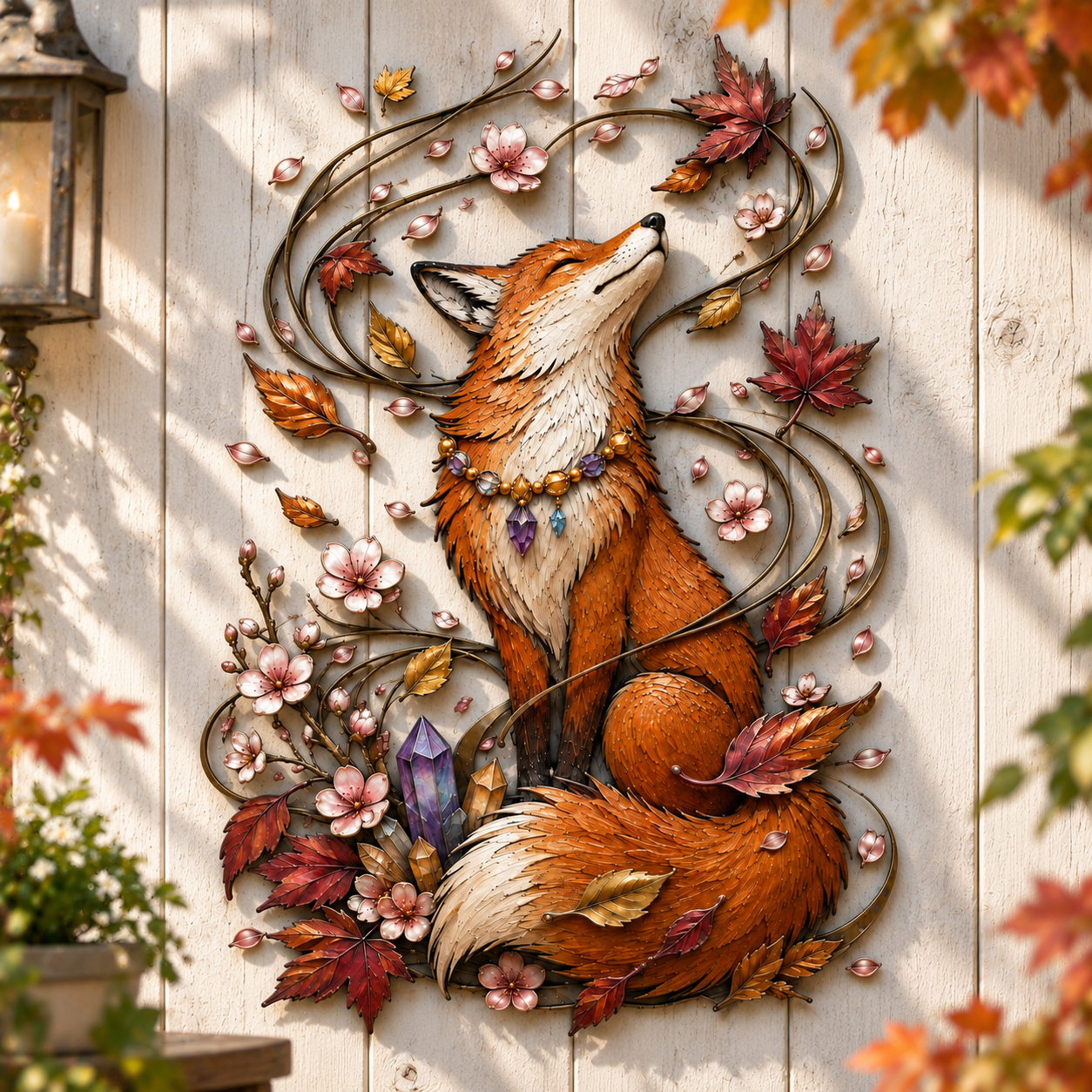 🦊🍂Enchanted Autumn Fox Metal Wall Decor