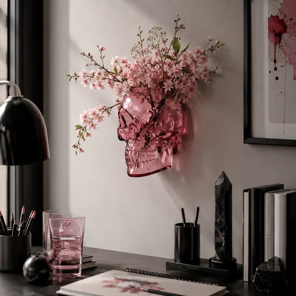 Gothic Skull Wall Vase 💀 – Hangable & Tabletop Freestanding🌸