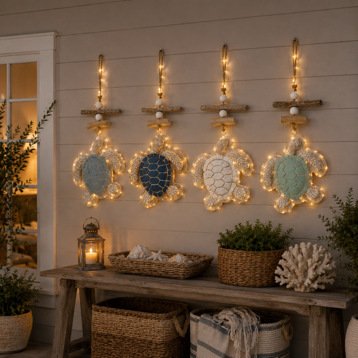 Lighted Coastal Sea Turtle Wall Decor with Remote