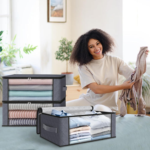 Bags Foldable Storage Box with Large Clear Window Sturdy Handles