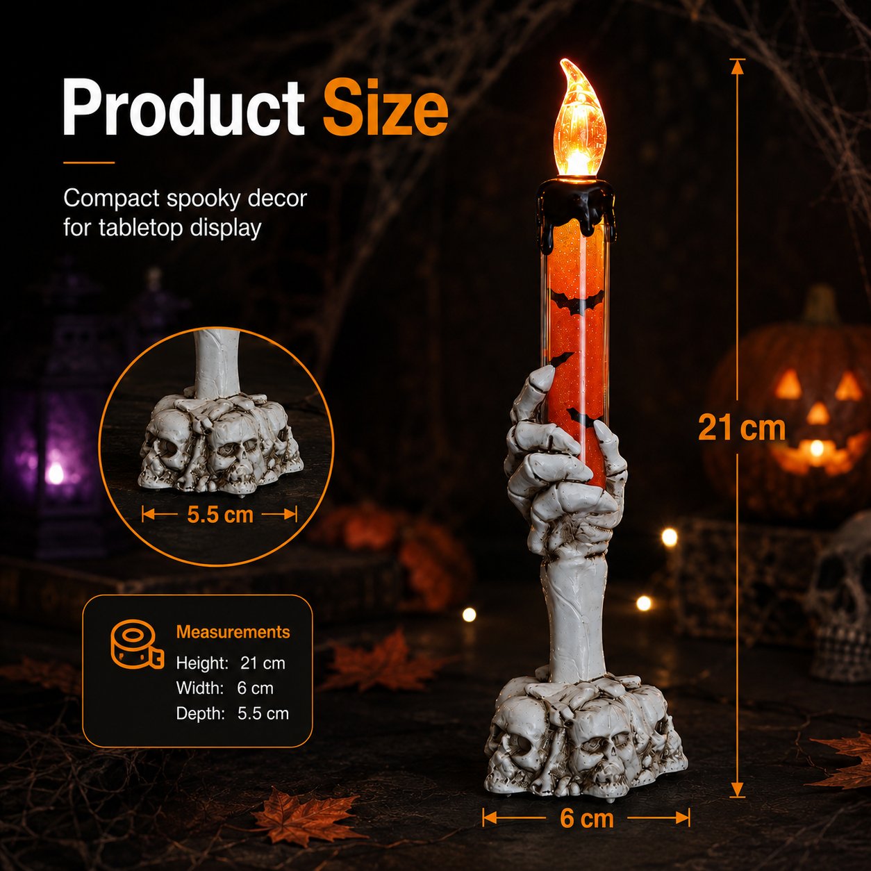 🎃 Last Day 50% OFF - Halloween Skeleton Skull Hand LED Glitter Candle Light Set🔥🔥🔥
