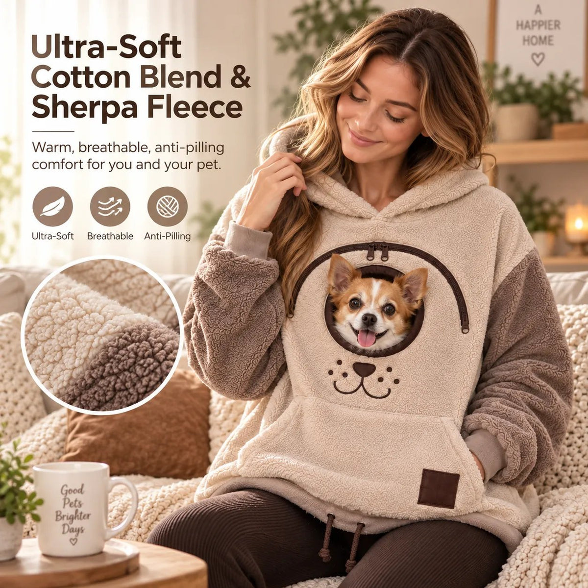 ⏰LAST DAY 50% OFF 🐾 Cozy Pet Carrier Hoodie — Built-In Pouch for Cats & Small Dogs