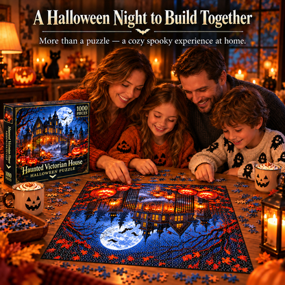 🦇 Haunted Victorian House Puzzle – Build the Fright, Frame the Memory
