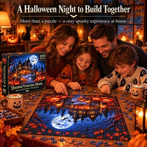 🦇 Haunted Victorian House Puzzle – Build the Fright, Frame the Memory