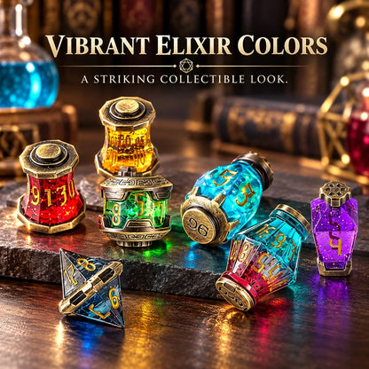 ⚗️ Alchemist DND Dice Set | 7-Piece Metal RPG Dice with Potion-Inspired Design & Collector Chalice 🎲