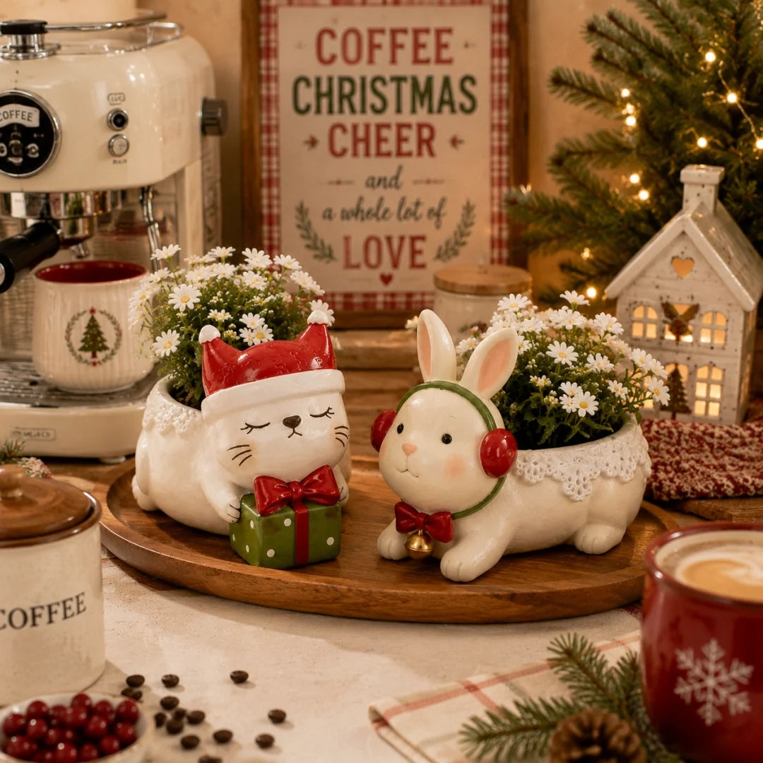 🌿Whimsical Christmas Animal Succulent Planters 🎁