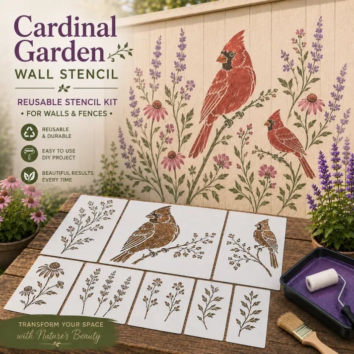 🔥LAST DAY 50% OFF - 🌿 Garden Wall Stencil™ – Reusable DIY Kit for Walls, Fences & Patios