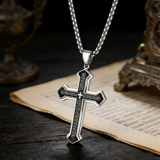 Engraved Bible Verse Cross Necklace